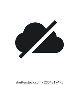 Minimalistic crossed out cloud on white background vector icon. No cloud storage icon.