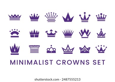  Conjunto de coronas minimalistas Logo Vector Sublimación Diseño	
