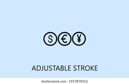 minimalistic currency icon, logo or symbol with fully ajustable strokes