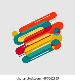 Minimalistic curve rounded design, creative concept, modern diagonal abstract background Geometric element. Blue,yellow and red diagonal lines & triangles. vector-stock illustration