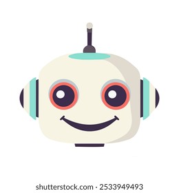 Minimalistic cute robot head. Vector illustration isolated on white background.