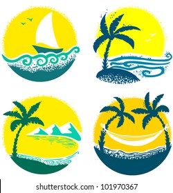 Minimalistic cute summer beach icons