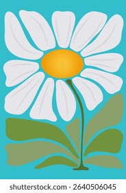 Minimalistic daisy on a blue background