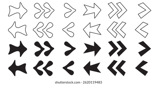 Minimalistic dark arrows on the white background