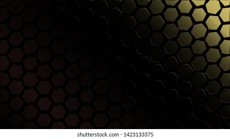 Minimalistic dark background. Abstraction of the hexagons.
