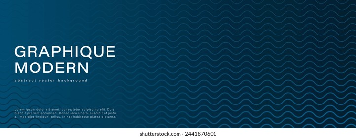 Minimalistic dark blue abstract vector background with wavy lines. Wave, texture, movement.