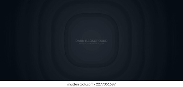 Minimalistic Dark Blue Smooth Blurred Lines 3D Vector Wide Abstract Background. Sci-Fi Minimalist Graphic Panoramic Composition Wallpaper. Three Dimension Conceptual Dynamic Abstraction