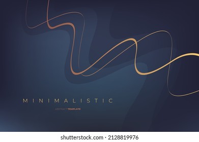 Diseño vectorial oscuro minimalista con líneas de curva dorada