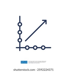 Minimalistic Data Analyst Icon Representation With Upward Trend Graph and Circular Data Points Illustrating Growth and Progress