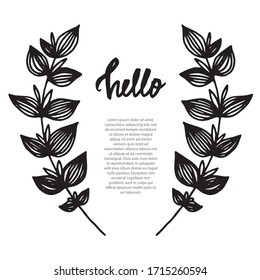 Minimalistic decorative botanical elements for branding and decor. Floral vector lineart elements for design, pattern, invitation, card, poster, business card, flyer. Branches and leaves.