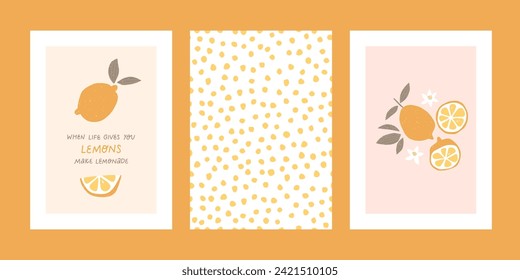 Decoración minimalista con limones. Decoración de arte mural. Ilustración del vector