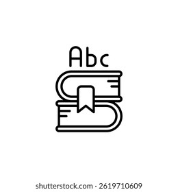 Minimalistic depiction of books with alphabets, symbolizing learning material
