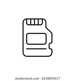 Minimalistic depiction of a memory card used for storage in digital devices