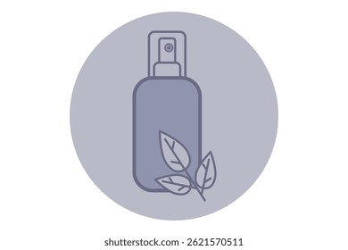 Minimalistic design of beauty product bottle accompanied by delicate leaves