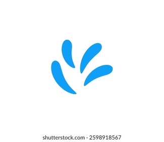 Minimalistic design of blue droplets forming an abstract shape against a light background.
