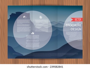 Minimalistic design booklet, pamphlet. Mountains, nature. Used as a template for the design of a booklet, brochure, etc.