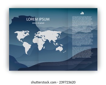 Minimalistic design booklet, pamphlet. Mountains, nature. Used as a template for the design of a booklet, brochure, etc.