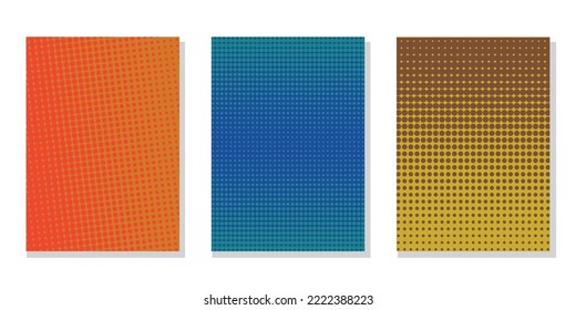 Minimalistic design of bright covers. Geometric halftone gradients.