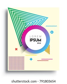 Minimalistic design, creative concept Abstract geometric design, Memphis pattern and colorful background. Applicable for placards, brochures, posters, covers and banners.