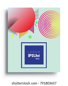 Minimalistic design, creative concept Abstract geometric design, Memphis pattern and colorful background. Applicable for placards, brochures, posters, covers and banners.