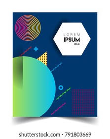 Minimalistic design, creative concept Abstract geometric design, Memphis pattern and colorful background. Applicable for placards, brochures, posters, covers and banners.