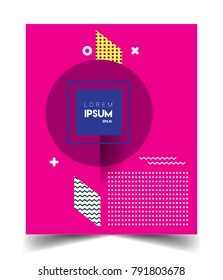 Minimalistic design, creative concept Abstract geometric design, Memphis pattern and colorful background. Applicable for placards, brochures, posters, covers and banners.