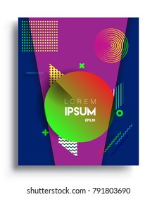 Minimalistic design, creative concept Abstract geometric design, Memphis pattern and colorful background. Applicable for placards, brochures, posters, covers and banners.