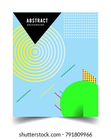 Minimalistic design, creative concept Abstract geometric design, Memphis pattern and colorful background. Applicable for placards, brochures, posters, covers and banners.