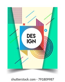 Minimalistic design, creative concept Abstract geometric design, Memphis pattern and colorful background. Applicable for placards, brochures, posters, covers and banners.