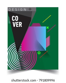 Minimalistic design, creative concept Abstract geometric design, Memphis pattern and colorful background. Applicable for placards, brochures, posters, covers and banners.