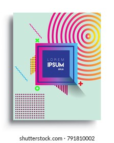 Minimalistic design, creative concept Abstract geometric design, Memphis pattern and colorful background. Applicable for placards, brochures, posters, covers and banners.