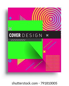 Minimalistic design, creative concept Abstract geometric design, Memphis pattern and colorful background. Applicable for placards, brochures, posters, covers and banners.