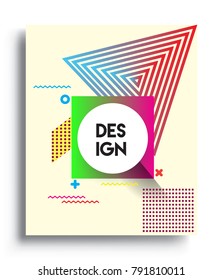 Minimalistic design, creative concept Abstract geometric design, Memphis pattern and colorful background. Applicable for placards, brochures, posters, covers and banners.