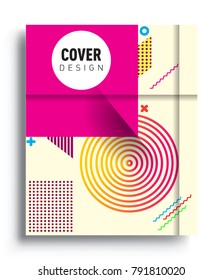 Minimalistic design, creative concept Abstract geometric design, Memphis pattern and colorful background. Applicable for placards, brochures, posters, covers and banners.