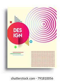 Minimalistic design, creative concept Abstract geometric design, Memphis pattern and colorful background. Applicable for placards, brochures, posters, covers and banners.
