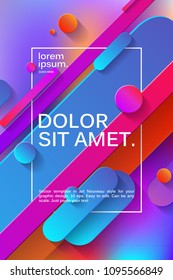 Minimalistic design, creative concept, modern diagonal abstract background Geometric modern element. Blue,pink and violet diagonal lines circles. vector-stock illustration