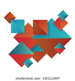 Minimalistic design, creative concept, modern abstract background Geometric element. Blue,yellow and red square & triangles. vector-stock illustration