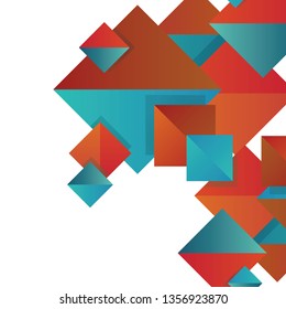 Minimalistic design, creative concept, modern abstract background Geometric element. Blue,yellow and red square & triangles 