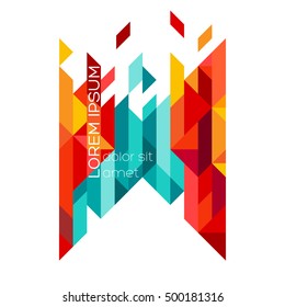 Minimalistic design, creative concept, modern diagonal abstract background Geometric element. Blue,yellow and red diagonal lines & triangles. vector stock illustration