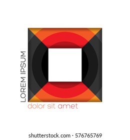 Minimalistic design, creative concept, modern diagonal abstract background Geometric element. Red, black & orange diagonal circles, lines & rectangles.. Flat vector stock illustration.