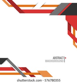 Minimalistic design, creative concept, modern diagonal abstract background Geometric element. Red, black & orange diagonal, lines & rectangles.. Flat vector stock illustration.
