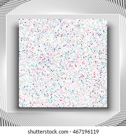 Minimalistic design, creative concept, vector seamless pattern with chaotic geometric elements.  Abstract background blue, yellow, pink and red lines, circles.
