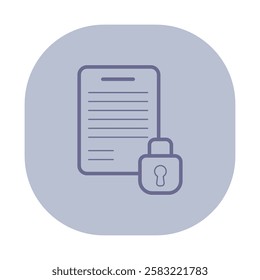 Minimalistic design of document with lines and padlock symbolizing data security in office setting. Protecting sensitive information concept