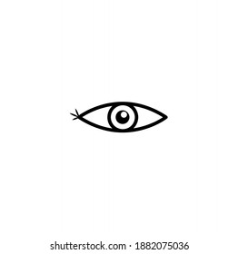 Minimalistic design of eye icon for web, isolated on white background