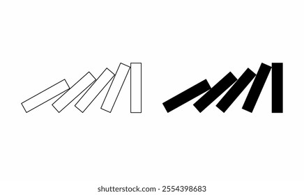 minimalistic design of falling rectangular blocks, styled in black and white. set vector domino effect flat isolated on white background