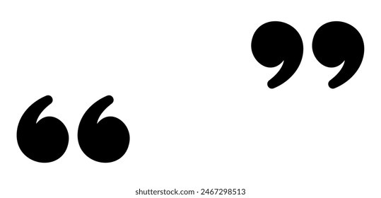 Minimalistic design featuring large black quotation marks, showcasing a bold typographic style. Vector illustration.