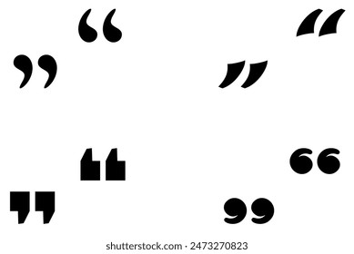 Minimalistic design featuring large black quotation marks, showcasing a bold typographic style. Vector illustration.