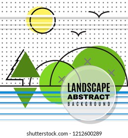 Minimalistic design. Landscape with mountains and trees