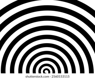 Minimalistic design of multiple concentric circles in black and white, creating a striking and hypnotic pattern ideal for abstract projects, backgrounds, or modern art concepts.