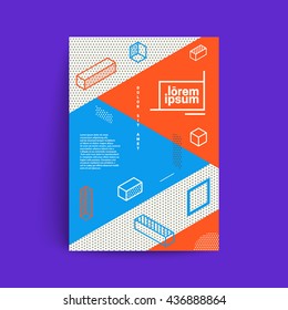 Minimalistic design. Simple isometric shapes composition. Eps10 vector template. Applicable for Covers, Placards, Posters, Flyers and Banner Designs.